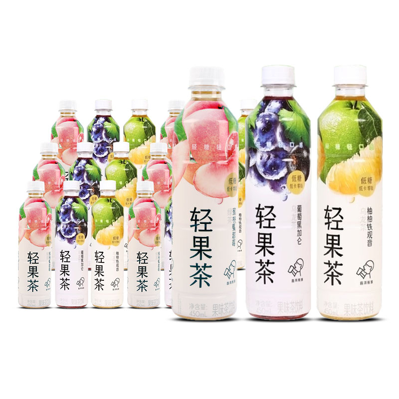 喜茶轻果茶450ml15瓶柚柚铁观音葡萄黑加仑低糖低卡0脂果味茶饮料 - 图3