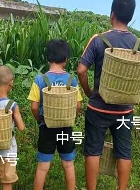 竹制品竹篓精编背篼家用收纳采茶表演采摘茶篓买菜背篓鱼篓筐