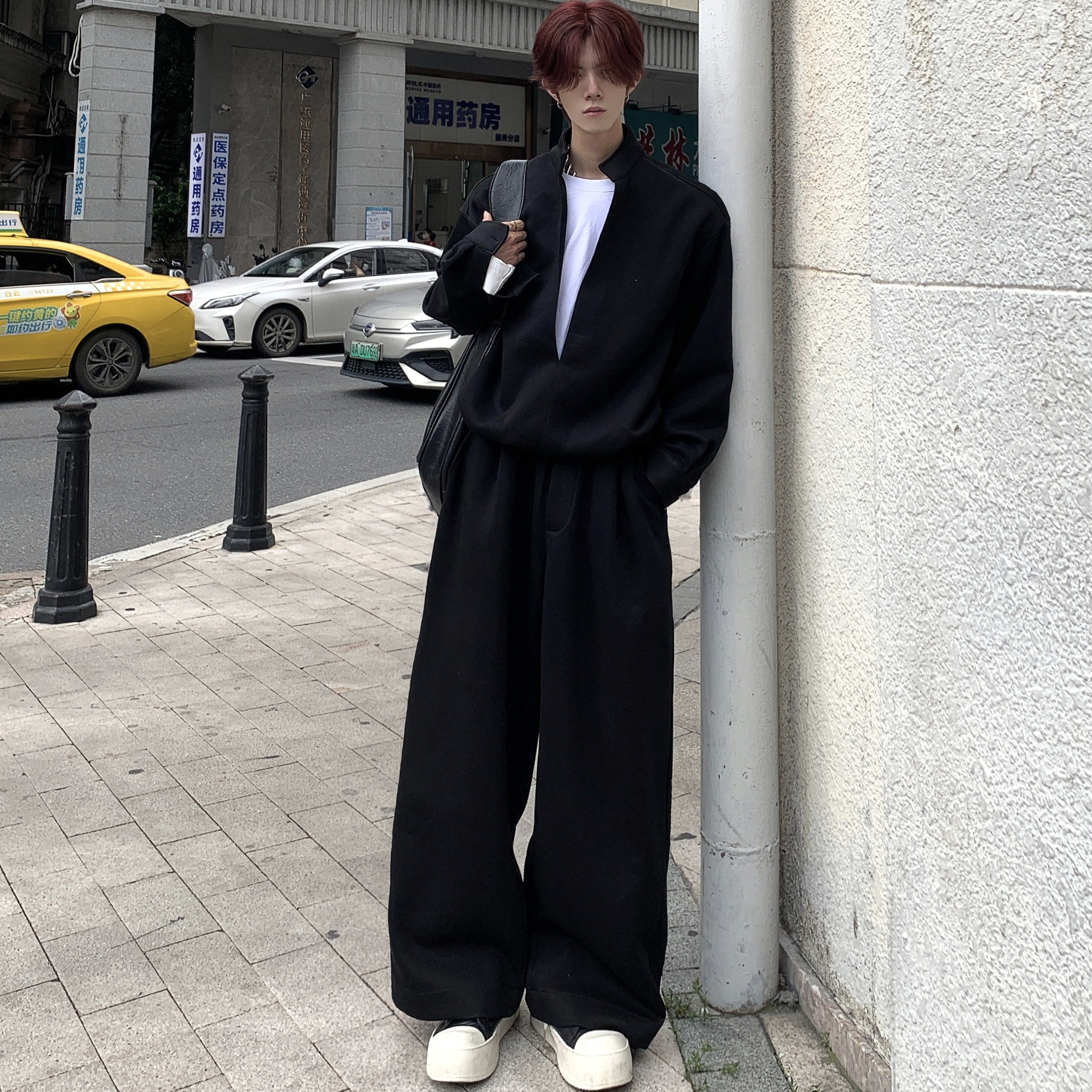 Med老叔 自制休闲挺阔百搭假两件开衫卫衣男秋季套装宽松时尚外套,淘宝优惠券,粉丝福利购,淘宝优惠卷