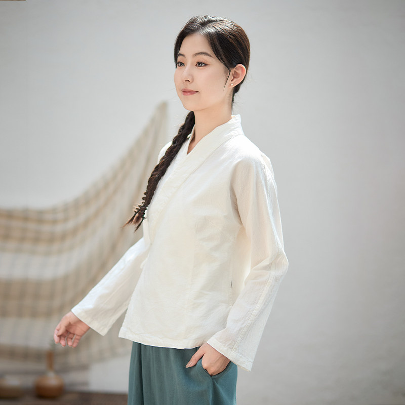 照本堂2025秋季新款棉麻亚麻上衣女高端中式汉服国风茶服舒适21支