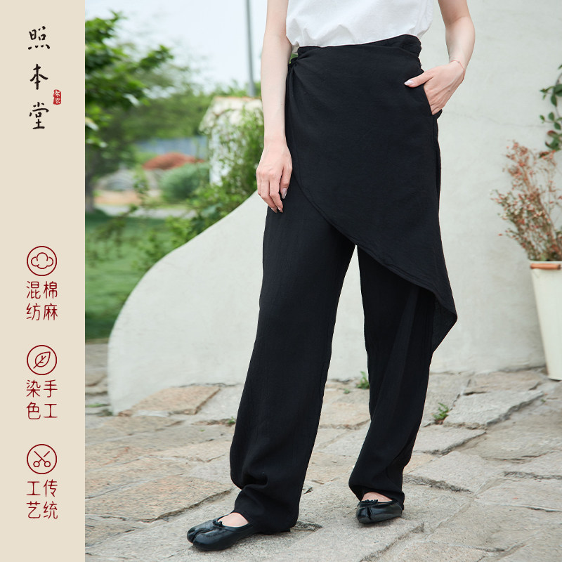 【照本堂】2026夏季新款休闲长裤女天丝麻面料搭片小脚裤W22692 - 图3