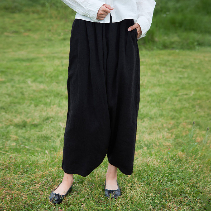 【照本堂】2025早秋新款新中式女装天丝麻时尚跨裆休闲裤女W22721,淘宝优惠券,粉丝福利购,淘宝优惠卷