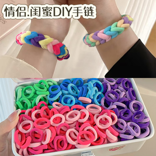 DIY cuerda para el cabello pulsera tejida a mano banda de goma para niños anillo para el cabello cuerda para el cabello para niña pulsera de regalo creativa decoración de la mano del mejor amigo