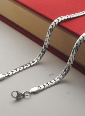 欧美古巴项链男潮高街嘻哈粗链子钛钢加密压花链女生潮流配饰