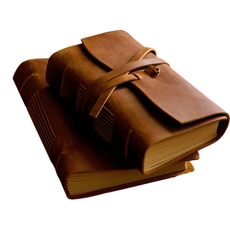 手缝疯马皮牛皮纸本 古老探险旅行牛皮本 复古笔记速写灵感手帐本 - 图3