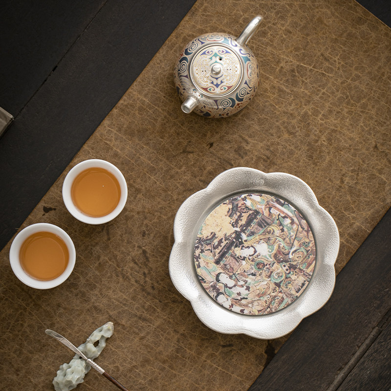 敦煌鎏银文创茶具套装送长辈礼物送老师公司商务礼品老外伴手礼