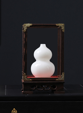 冰种璞玉陶瓷葫芦摆件白色家居办公室精品装饰品客厅玄关工艺品