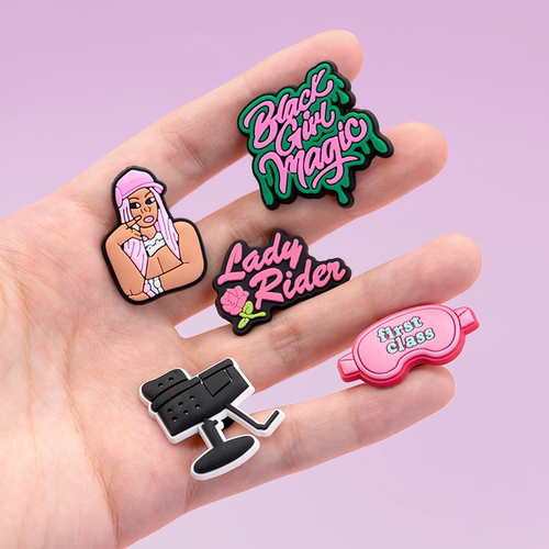 洞洞鞋配饰鞋花crocs鞋扣适配花园鞋diy装饰件黑人风格多巴胺鞋扣 - 图1