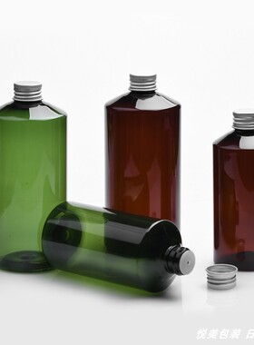 斜肩瓶300ml500ml塑料瓶 铝盖瓶 PET瓶纯露分装瓶 乳液瓶厂家售