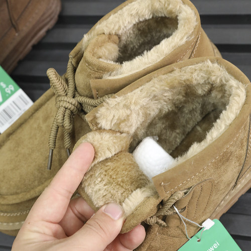 超值公司单 仿羊毛加厚一体 冬季男士加绒保暖工装系带休闲雪地靴 - 图1