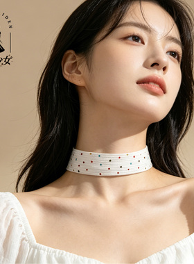 彩钻细闪网纱choker颈带锁骨链