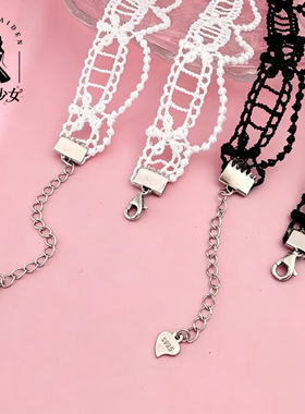 法式少女白色蕾丝珍珠颈链choker