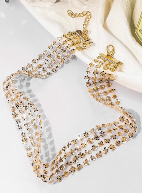 金色银色感隐形chocke锁骨链颈链