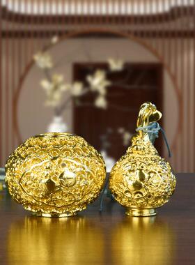 纯铜葫芦摆件挂件金丝花丝葫芦