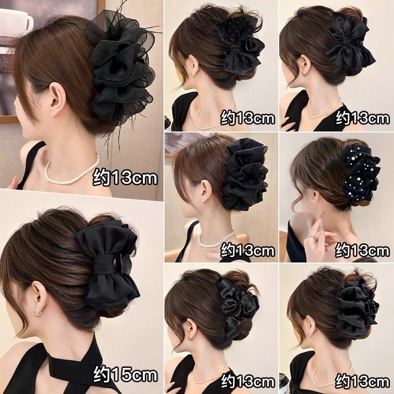 黑色蝴蝶结公主头抓夹女后脑勺盘发夹大号鲨鱼夹子高级感发卡头饰,淘宝优惠券,粉丝福利购,淘宝优惠卷