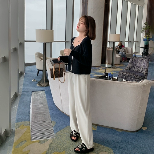 Штаны, высокая талия, свободный прямой крой