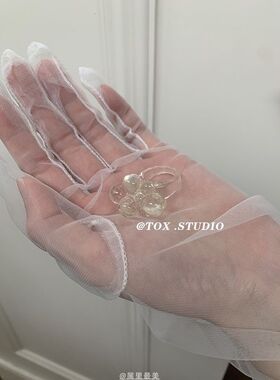 25SS韩国博主同款可爱亚克力珠珠立体戒指透明小众食指戒