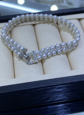 天然珍珠手链女新款爆款高级感百搭手饰显气质小珍珠双层设计手环