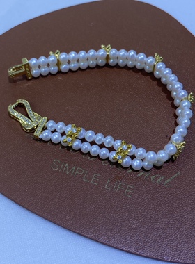 淡水Akoya珍珠手链女4-5mm小米珠轻奢设计感ins小众高级感手串