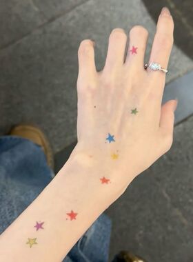 彩色星星小清新防水音乐节脸贴纹身贴可爱手臂高颜值持久女仿真