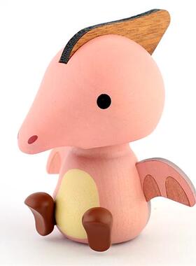 森活木趣车载摇头摆件中控台汽车车内饰品实木木质弹簧恐龙公仔