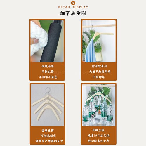 加粗防滑服装店海绵衣架家用泡沫衣挂无痕衣撑胶棉晾衣架塑料裤架 - 图0