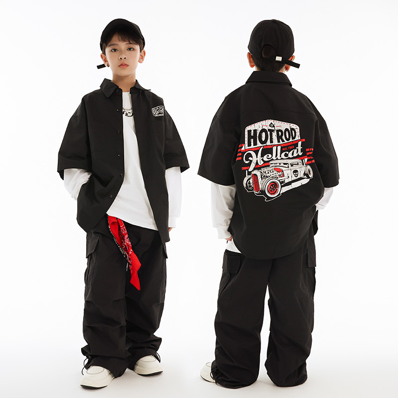 街舞儿童潮服hiphop街舞穿搭童装演出服男童嘻哈套装女童走秀潮服