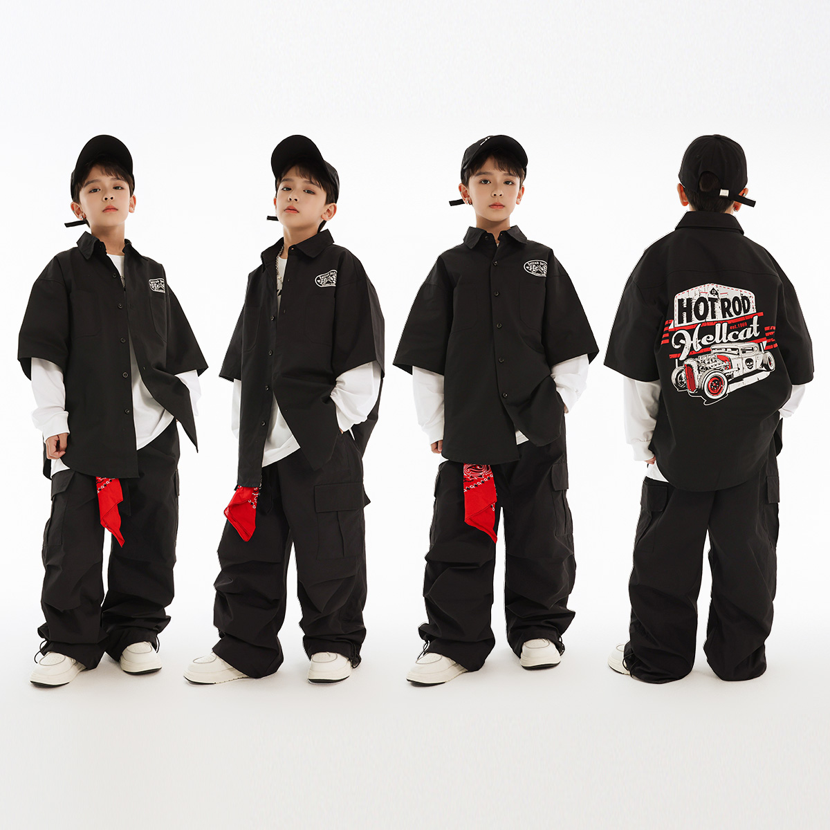 街舞儿童潮服hiphop街舞穿搭童装演出服男童嘻哈套装女童走秀潮服