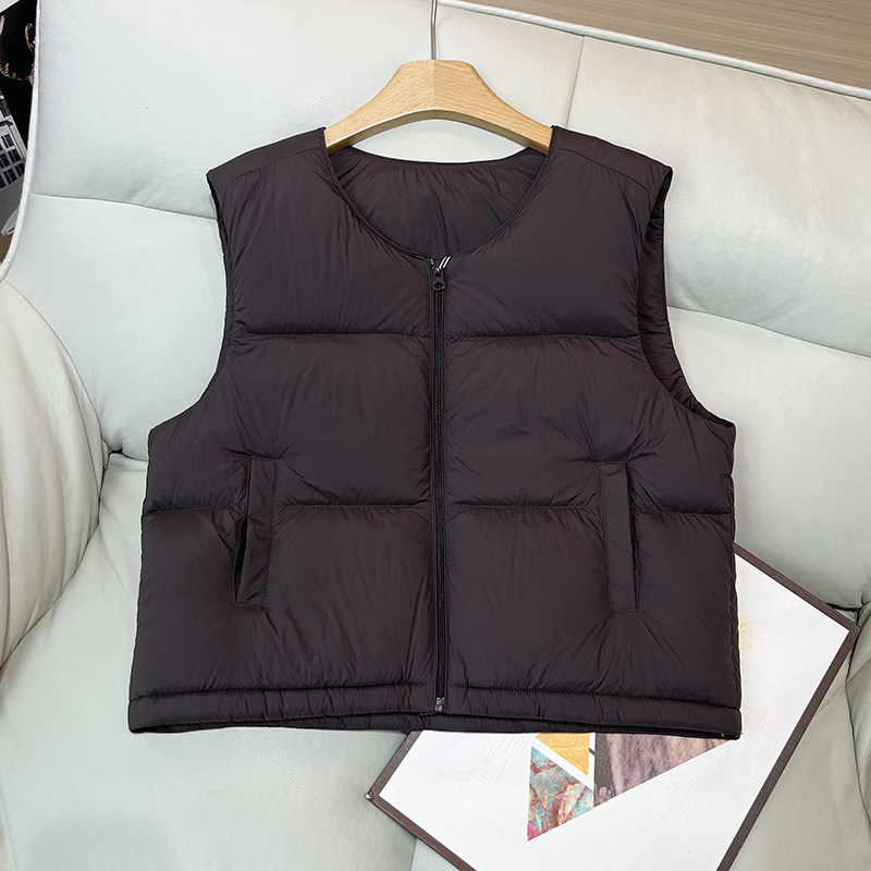 时尚简约百搭圆领无袖轻薄羽绒马甲2025秋冬新款保暖90絨夹克外套,淘宝优惠券,粉丝福利购,淘宝优惠卷