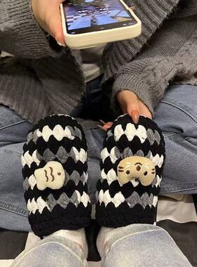 星选可爱卡通编织波浪纹拖鞋小鱼小猫手工DIY材料包送女朋友