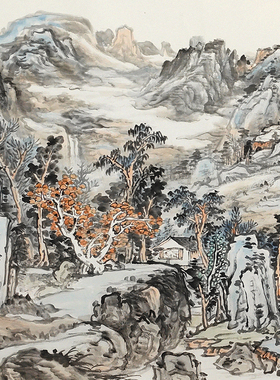 十兰名家手绘八尺山水国画孤品