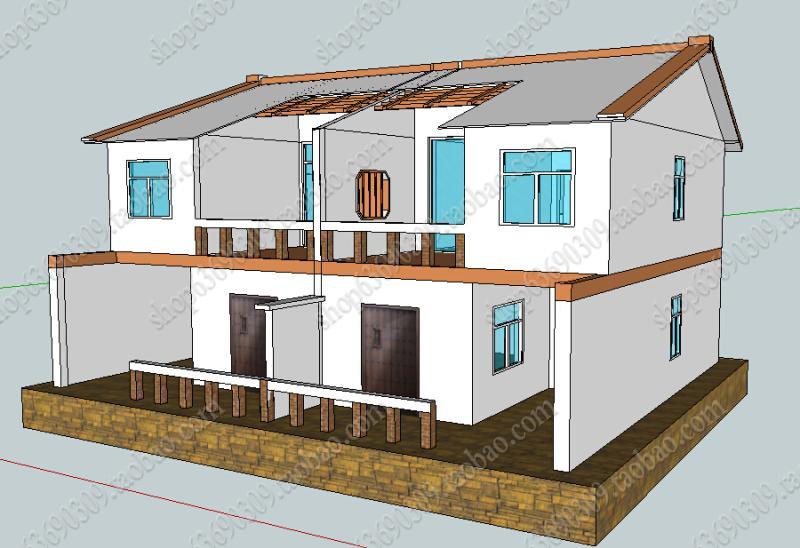 岭南风格SU模型草图大师住宅建筑sketchup设计素材岭南skp模型 - 图2