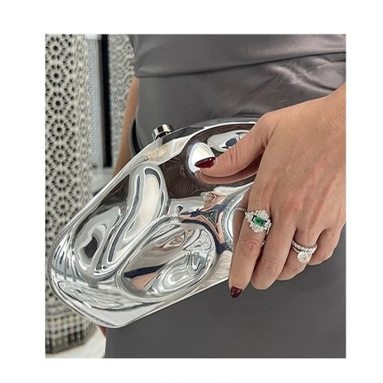 外贸新款手拿包手机口红钥匙收纳款银色金属生日礼物感便携斜挎包,淘宝优惠券,粉丝福利购,淘宝优惠卷