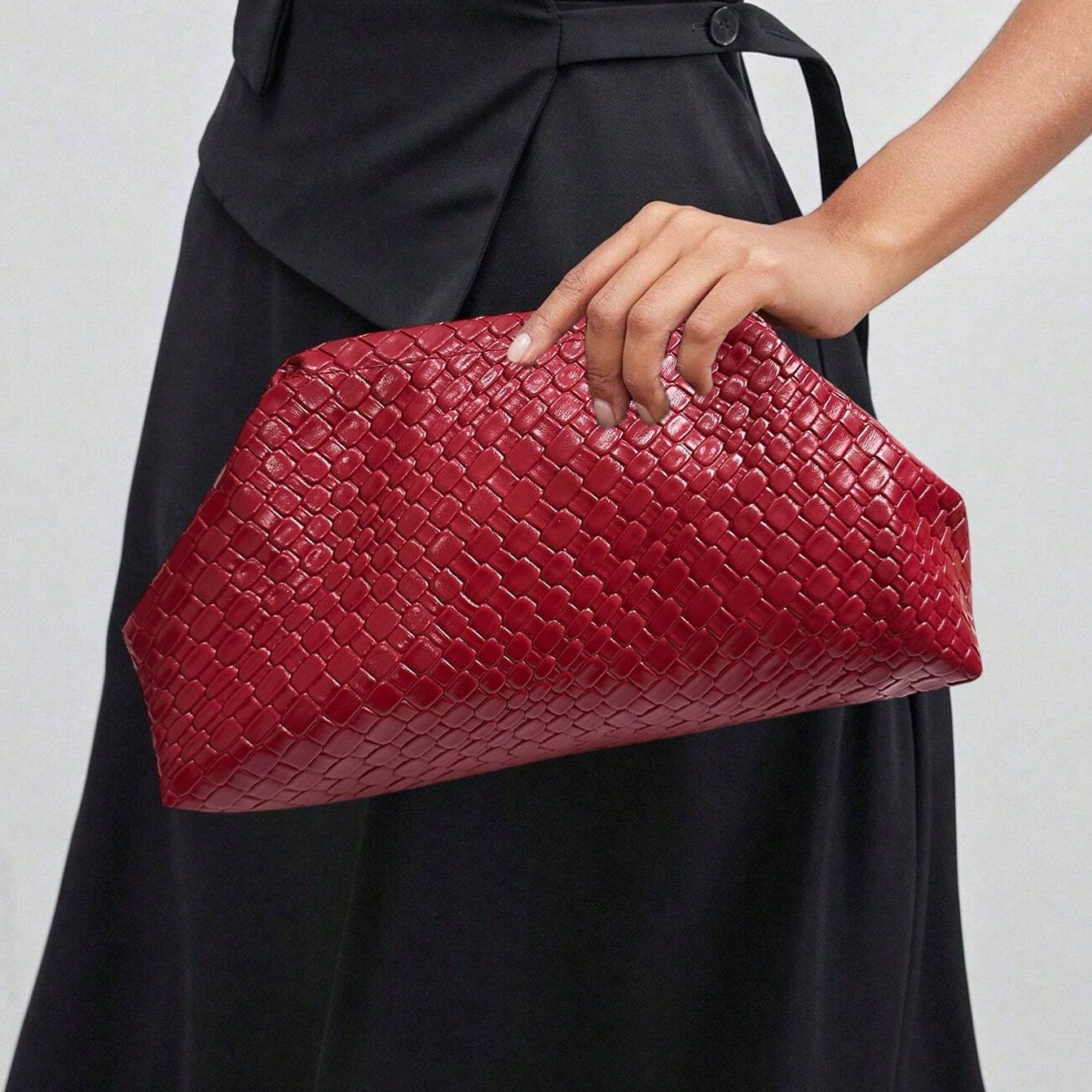 2026春季新款编织纹晚宴包女士钱包安哥拉红手拿包高质感创意婚包,淘宝优惠券,粉丝福利购,淘宝优惠卷