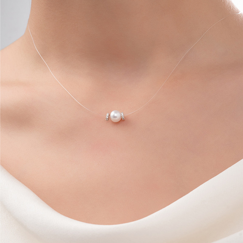 周大生DC小灯泡项链纯银轻奢小众珍珠配饰锁骨链送女友生日礼物