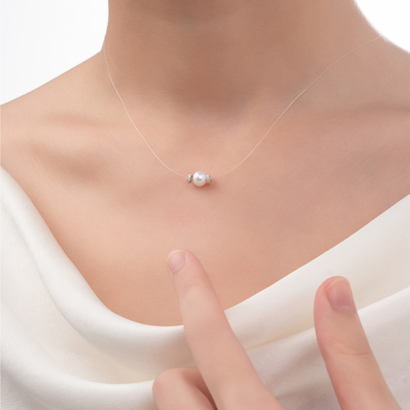 周大生DC小灯泡项链纯银轻奢小众珍珠配饰锁骨链送女友生日礼物
