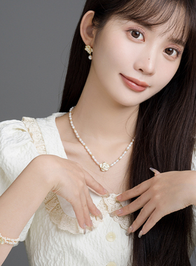 设界淡水珍珠女山茶花项链