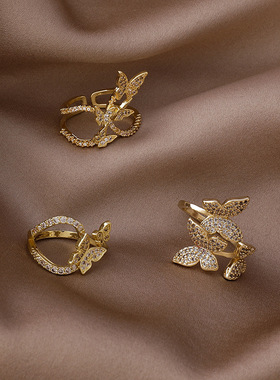 仙女立体锆石蝴蝶戒指小众设计