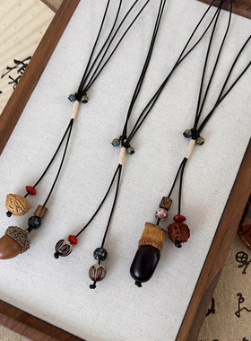 迷尚优品自然蜡绳锁骨链女