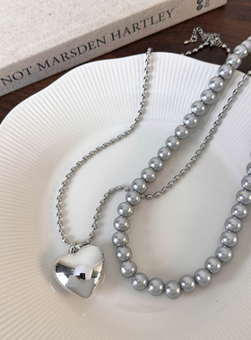 迷尚优品银仿珍珠圆珠链女