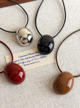 时尚百搭长款豆豆蜡绳项链