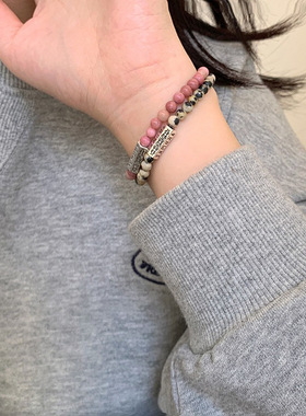 新中式复古藏文天然石串珠手链女新款新潮小众设计叠戴设计感手串