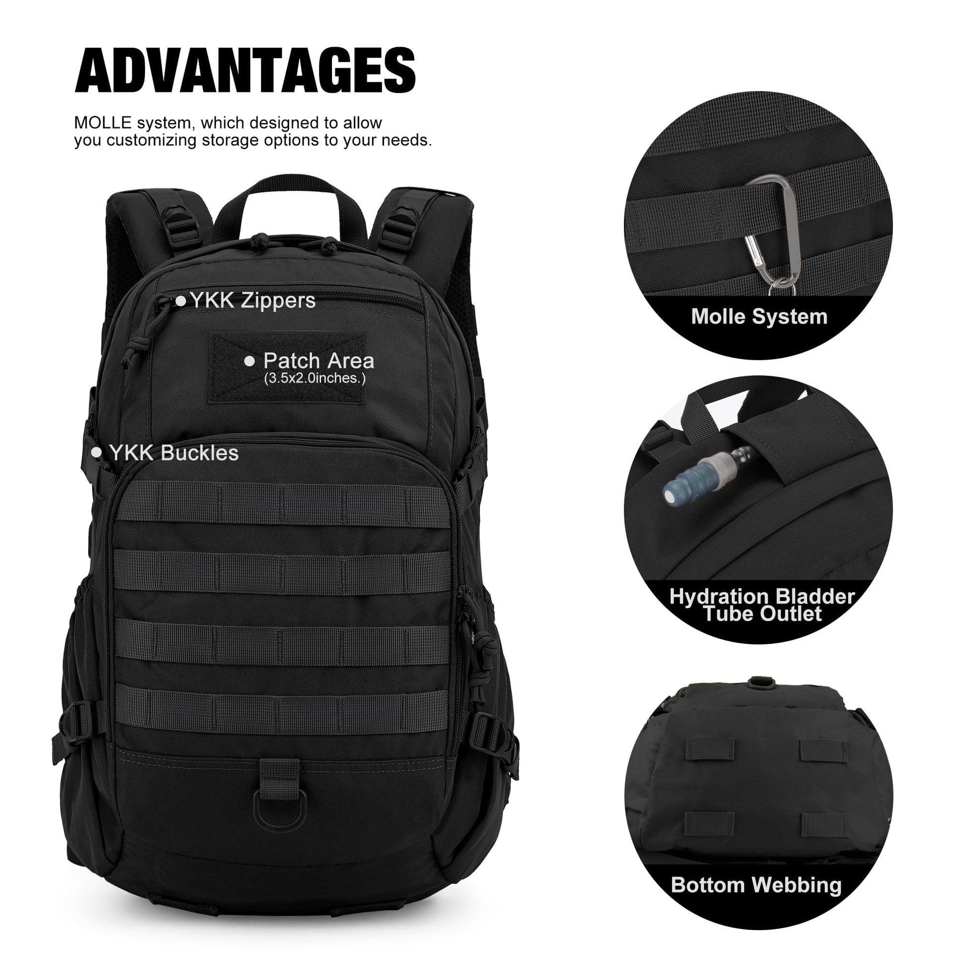 亚马逊现货户外战术背包防水笔记本电脑双肩包男士黑小型战术背包,淘宝优惠券,粉丝福利购,淘宝优惠卷