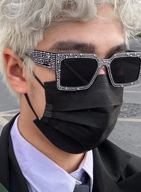 镶钻太阳镜走秀墨镜方形太阳眼镜