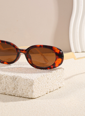 复古椭圆太阳眼镜女小框墨镜