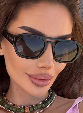 双梁太阳眼镜女欧美方形墨镜