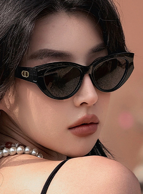 复古椭圆墨镜女防紫外线太阳眼镜