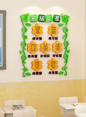 每周班级之星墙贴纸立体3d亚克力教室布置装饰文化墙小学生评比栏