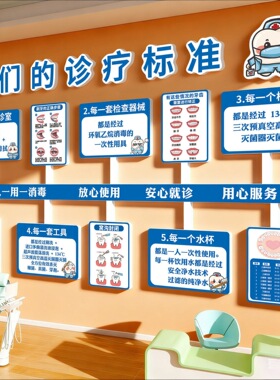 口腔诊所墙面装饰画牙科医院分诊台常规诊疗标准宣传广告文化墙贴
