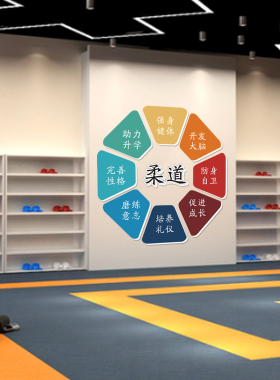 跆拳道文化墙贴柔道武术培训班